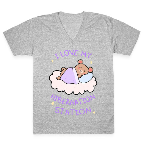 I Love My Hibernation Station V-Neck Tee Shirt