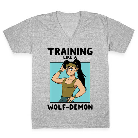 Training Like A Wolf-Demon V-Neck Tee Shirt