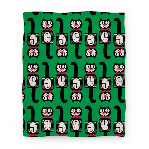 Retro Christmas Cat Clock Pattern Blanket