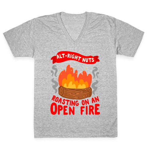 Alt-Right Nuts Roasting on An Open Fire V-Neck Tee Shirt