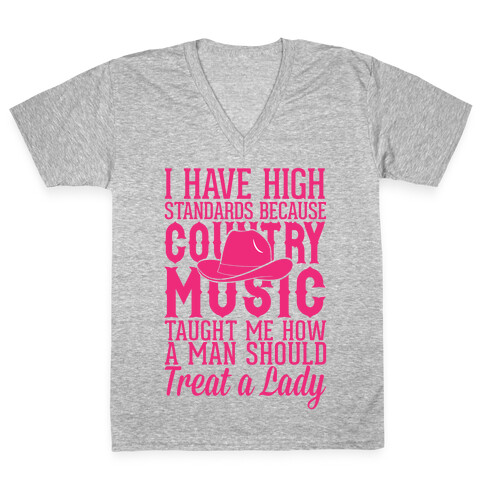 I Have High Standards Because Country Music V-Neck Tee Shirt