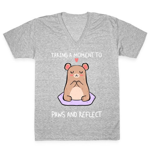 Taking A Moment To Paws And Reflect V-Neck Tee Shirt