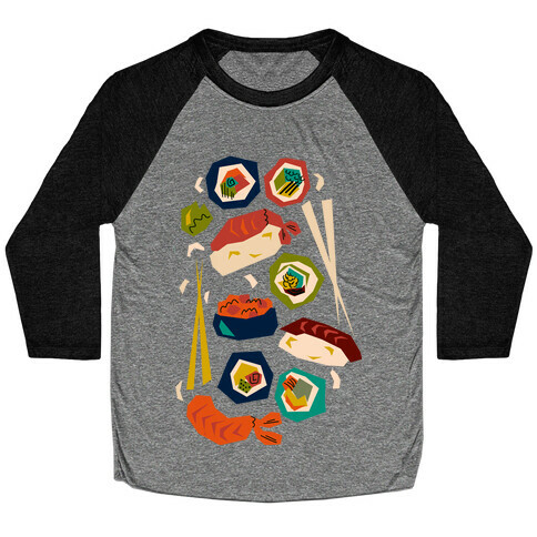 Mid-Century Modern Sushi Pattern Baseball Tee