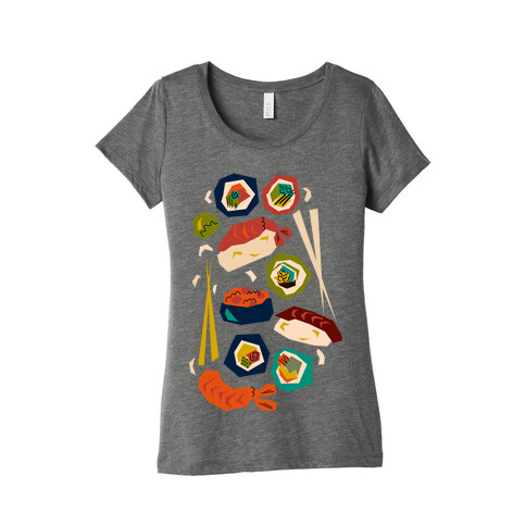 Mid-Century Modern Sushi Pattern Womens T-Shirt