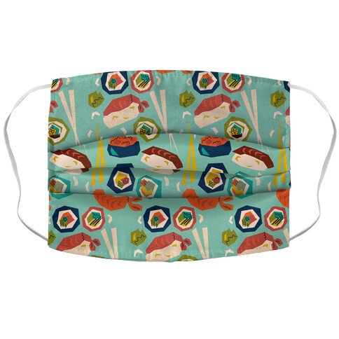 Mid-Century Modern Sushi Pattern Accordion Face Mask