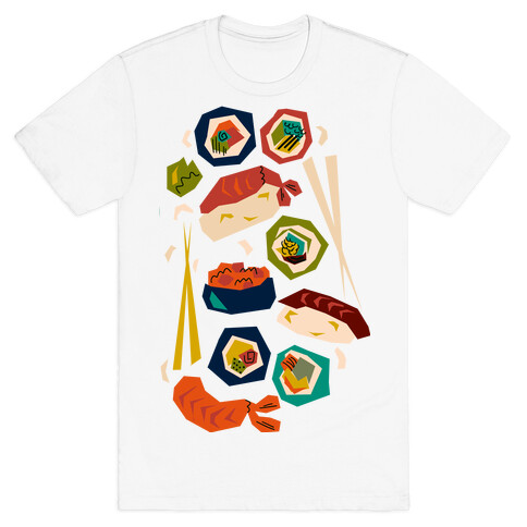 Mid-Century Modern Sushi Pattern T-Shirt