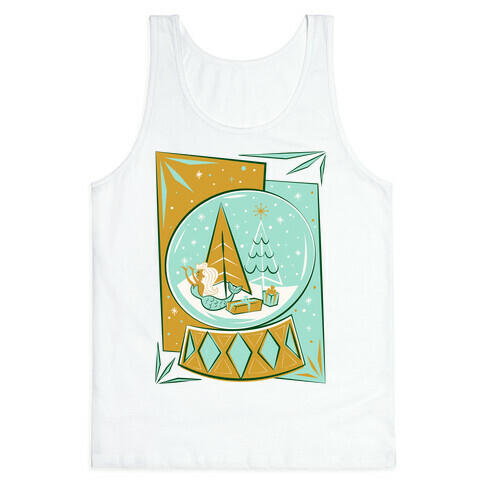 Mid-Century Modern Mermaid Holiday Snow Globe Tank Top