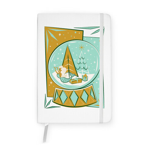 Mid-Century Modern Mermaid Holiday Snow Globe Notebook