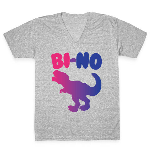Bi-No Parody White Print V-Neck Tee Shirt