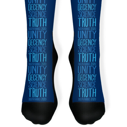 Unity Decency Science Truth Biden Harris 2020 Sock