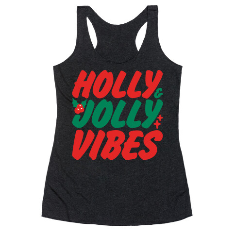 Holly & Jolly Vibes White Print Racerback Tank Top