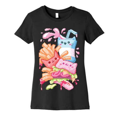 Purrger and fries Pixel Art Womens T-Shirt