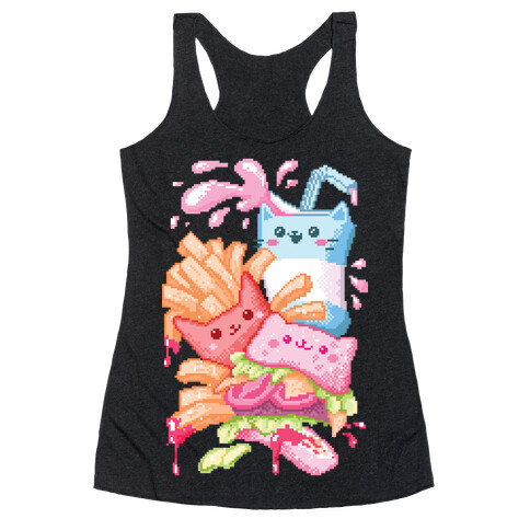 Purrger and fries Pixel Art Racerback Tank Top