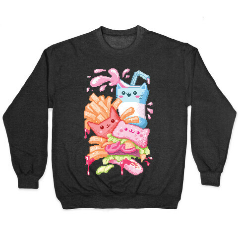 Purrger and fries Pixel Art Pullover
