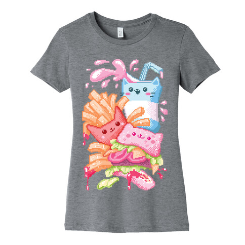 Purrger and fries Pixel Art Womens T-Shirt