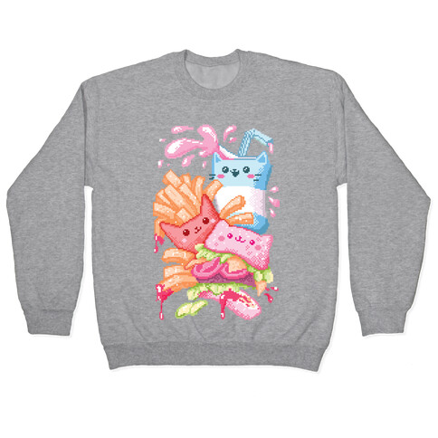 Purrger and fries Pixel Art Pullover