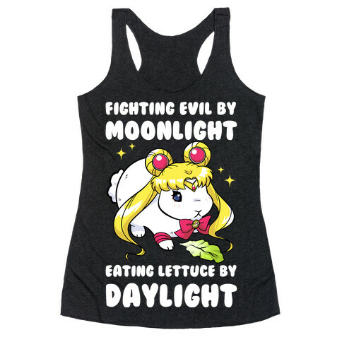 Fighting Evil By Moonlight Eating Lettuce By Daylight Racerback Tank Top