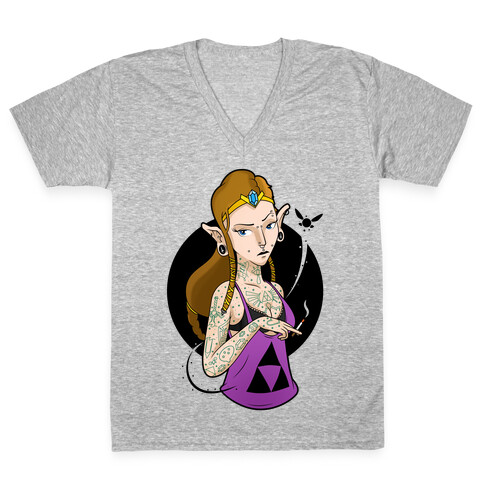 Punk Zelda Parody V-Neck Tee Shirt