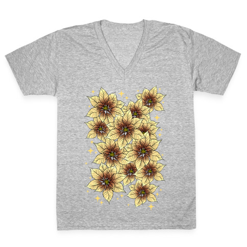 Poinsettia Bouquet V-Neck Tee Shirt