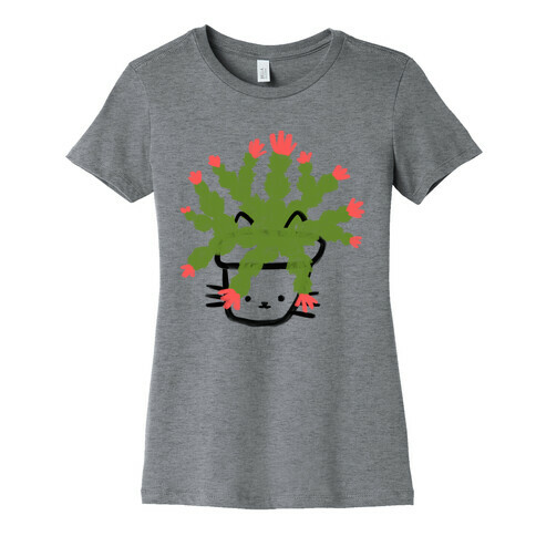 Christmas Cactus Cat Womens T-Shirt