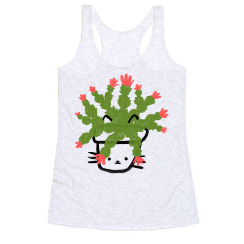 Christmas Cactus Cat Racerback Tank Top