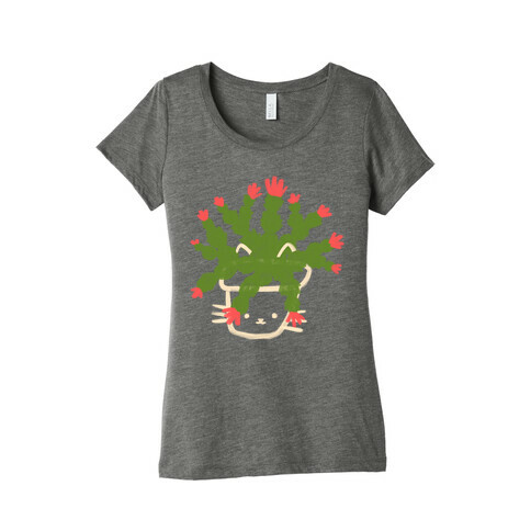 Christmas Cactus Cat Womens T-Shirt