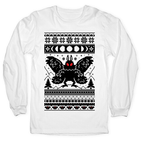 Mothman Ugly Sweater Pattern Long Sleeve T-Shirt