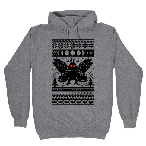 Mothman Ugly Sweater Pattern Hooded Sweatshirt