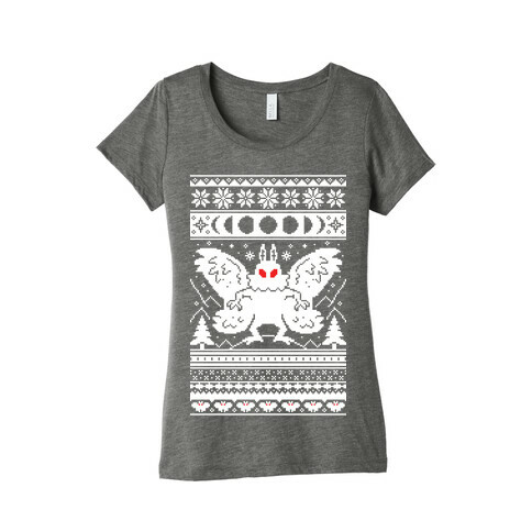 Mothman Ugly Sweater Pattern Womens T-Shirt