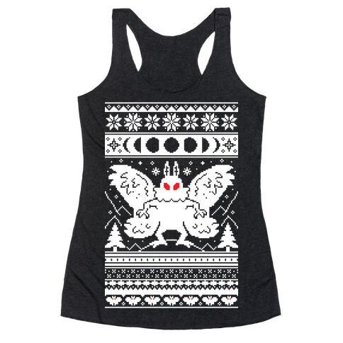 Mothman Ugly Sweater Pattern Racerback Tank Top