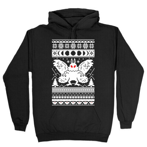 Mothman Ugly Sweater Pattern Hooded Sweatshirt