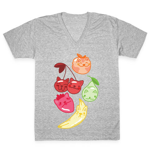 Kawaii Fruit Kitties V-Neck Tee Shirt