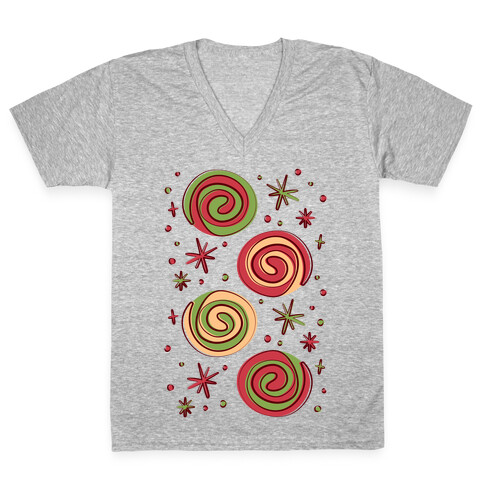 Christmas Pinwheel Cookies V-Neck Tee Shirt