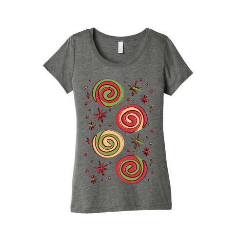 Christmas Pinwheel Cookies White Print Womens T-Shirt