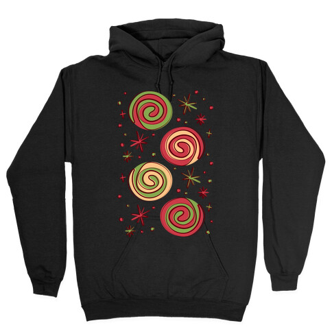 Christmas Pinwheel Cookies White Print Hooded Sweatshirt