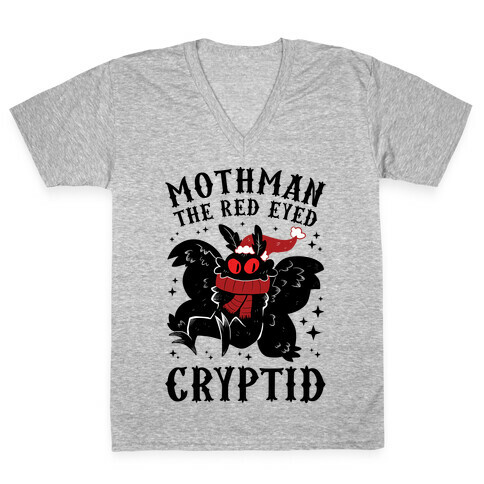 Mothman The Red Eyed Cryptid V-Neck Tee Shirt