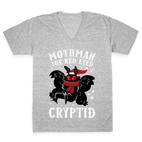 Mothman The Red Eyed Cryptid V-Neck Tee Shirt