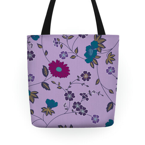 Pretty Floral Pattern Tote (Purple) Tote