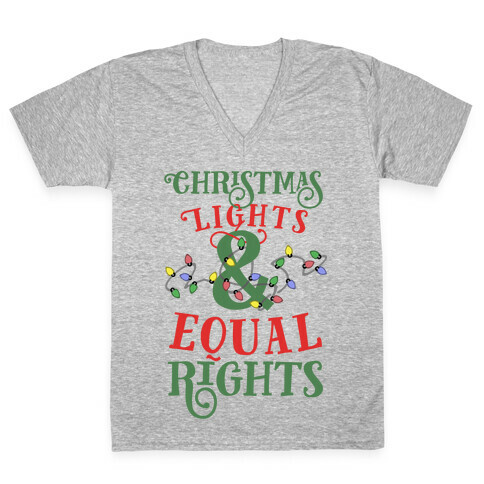 Christmas Lights & Equal Rights V-Neck Tee Shirt