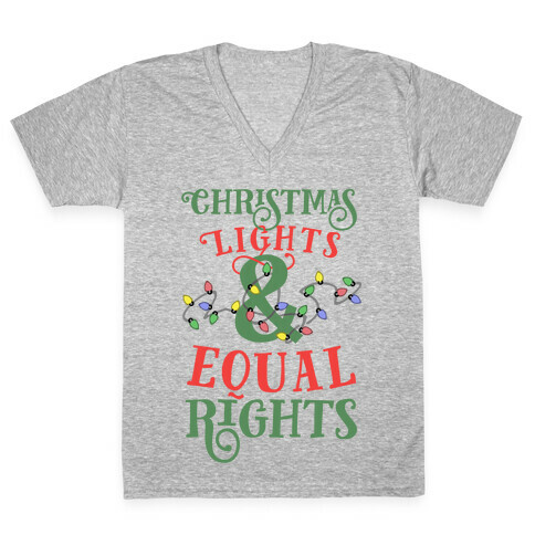 Christmas Lights & Equal Rights V-Neck Tee Shirt