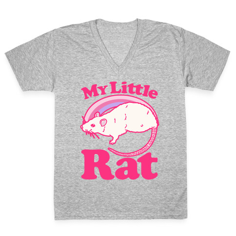 My Little Rat Parody White Print V-Neck Tee Shirt