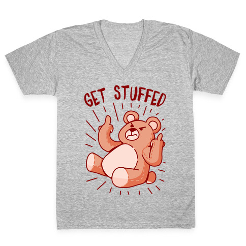 Get Stuffed Teddy Bear V-Neck Tee Shirt