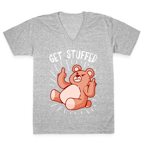 Get Stuffed Teddy Bear V-Neck Tee Shirt