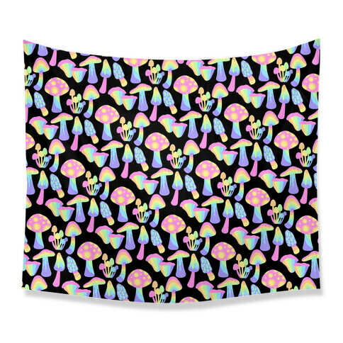 Pastel Rainbow Mushrooms Pattern Tapestry