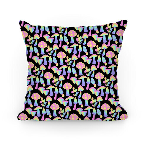 Pastel Rainbow Mushrooms Pattern Pillow