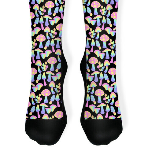 Pastel Rainbow Mushrooms Pattern Sock