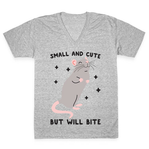 Small And Cute But Will Bite Rat V-Neck Tee Shirt