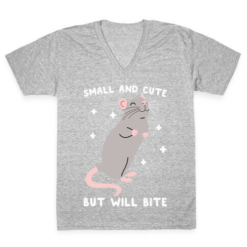 Small And Cute But Will Bite Rat V-Neck Tee Shirt