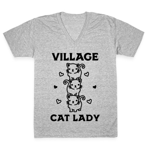 Village Cat Lady V-Neck Tee Shirt