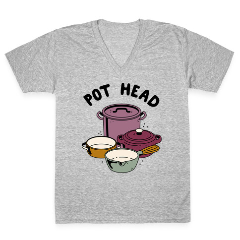 Pot Head Cooking Pots V-Neck Tee Shirt